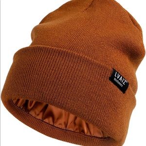 BROWN UNISEX SATIN LINED (winter) BEANIE HAT (BRAND NEW)